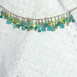 16 Inch Turquoise Peridot Necklace Sterling Chain